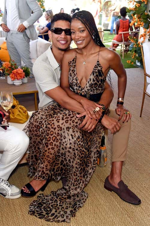 (L-R) Darius Daulton Jackson and Keke Palmer attend the Veuve Clicquot Polo Classic Los Angeles at Will Rogers State Historic Park - Getty Images | 	Gregg DeGuire