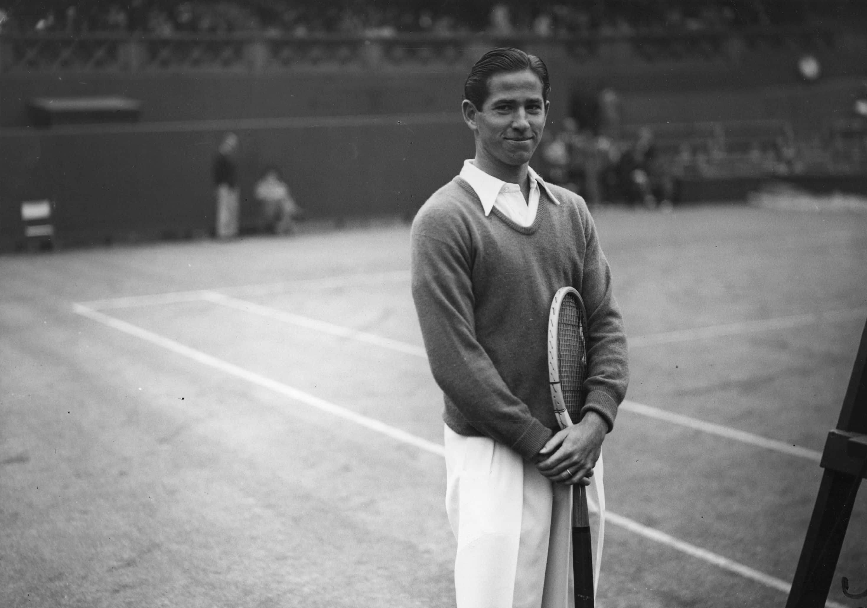 Image Source: American tennis player Bobby Riggs at Wimbledon, where he beat fellow American Elwood Cooke to win the men's singles title. (Photo by Hudson/Getty Images)