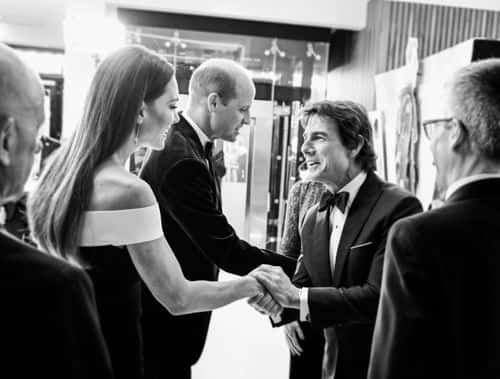 Image Source: Catherine, Duchess of Cambridge and Prince William, Duke of Cambridge greet Tom Cruise at The Royal Film Performance & UK Premiere of 