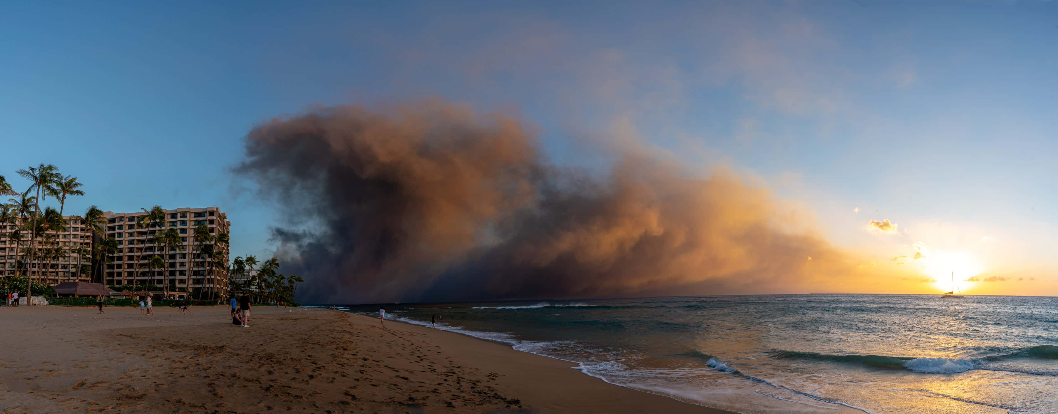 Image Source: Wildfires burn over the town of Lahaina as seen in the neighboring Kaanapali Alii resort, on August 08, 2023 in Kaanapali, Maui, Hawaii (Photo by Gonzalo Marroquin/Getty Images)