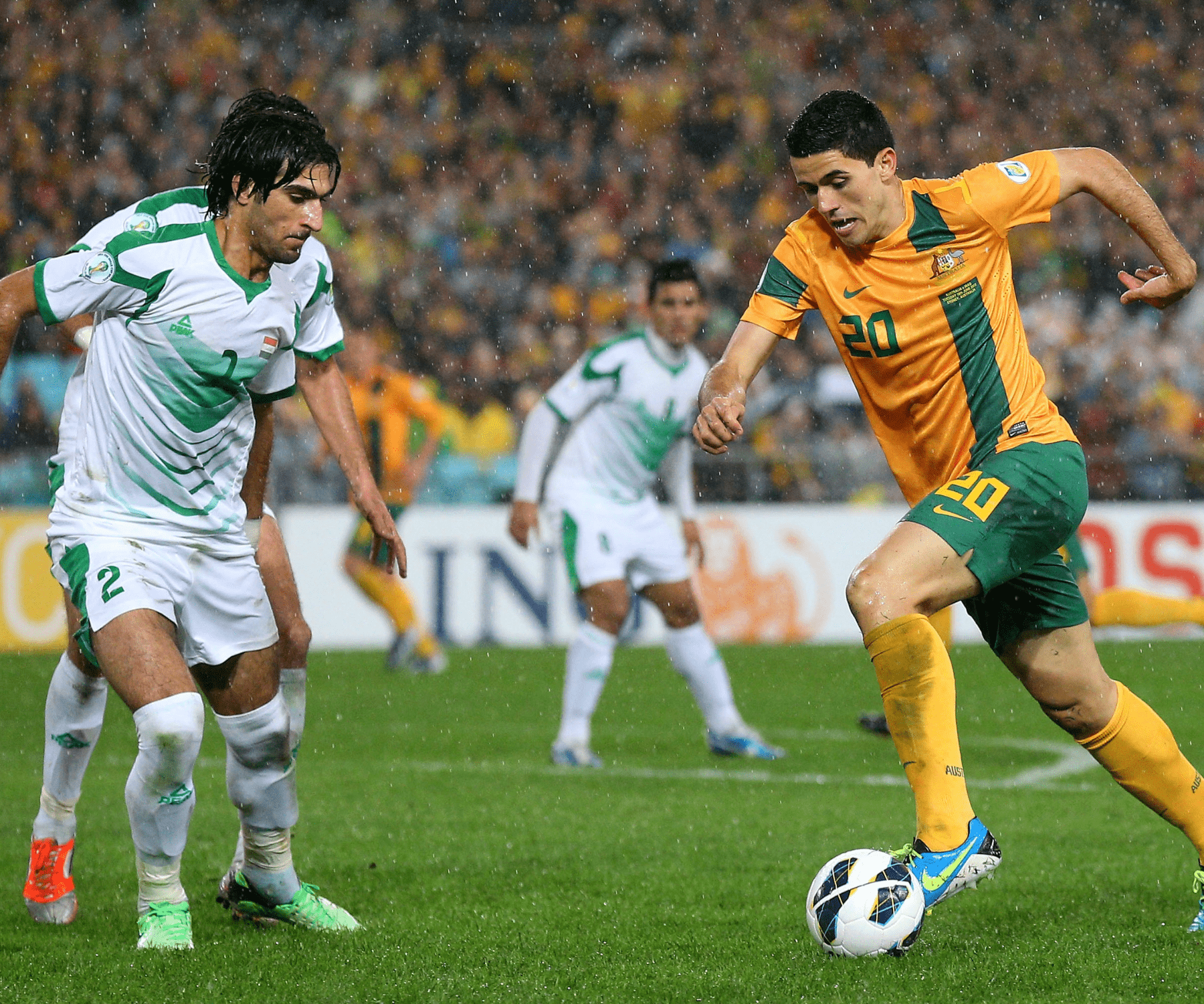 Tomas Rogic of the Socceroos controls the ball during the FIFA 2014 World Cup Asian Qualifier match between the Australian Socceroos and Iraq. Image Source: Getty Images | Cameron Spencer