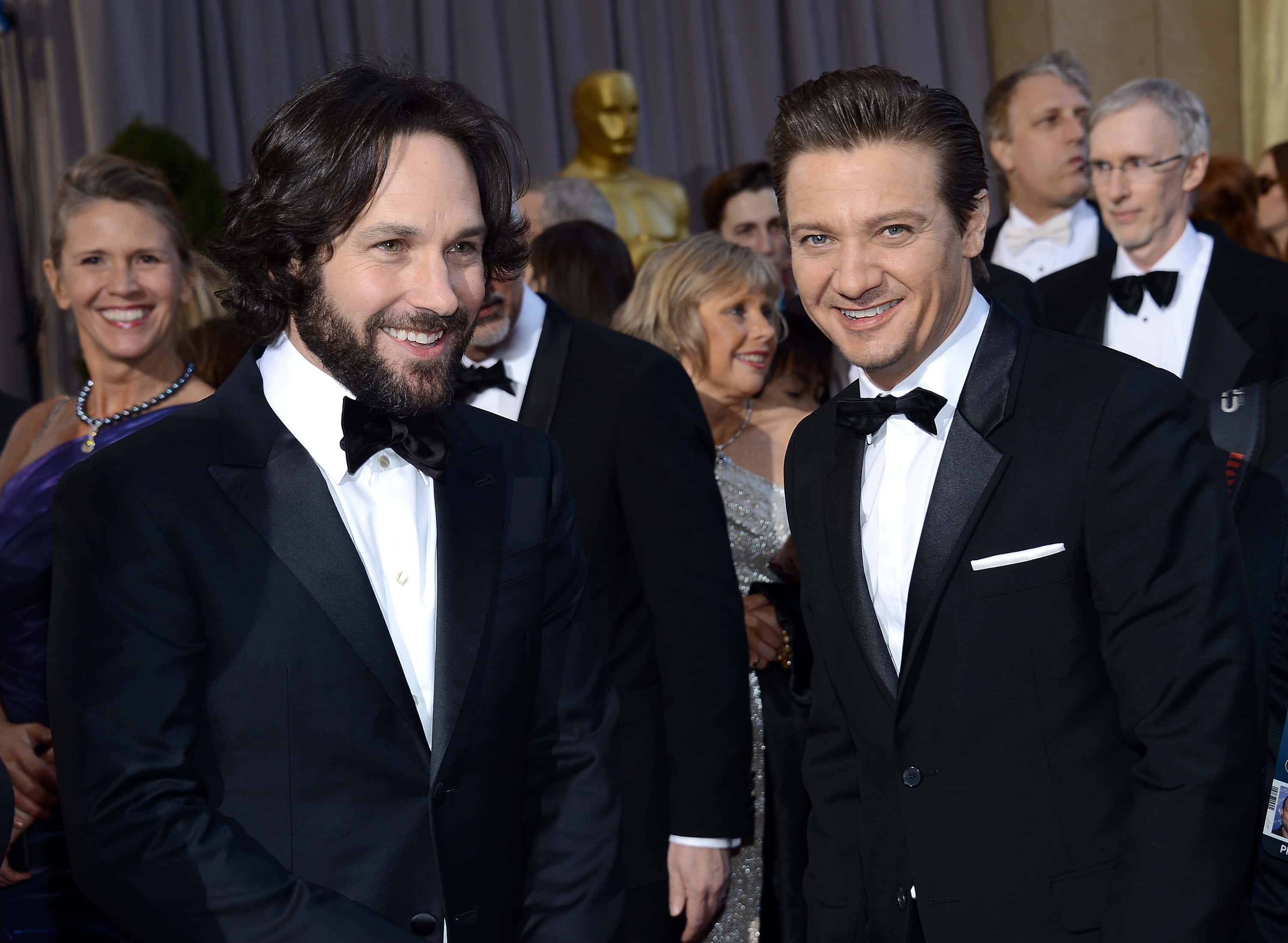 HOLLYWOOD, CA - FEBRUARY 24: Actors Paul Rudd and Jeremy Renner arrive at the Oscars at Hollywood & Highland Center on February 24, 2013 in Hollywood, California. (Photo by Michael Buckner/Getty Images)