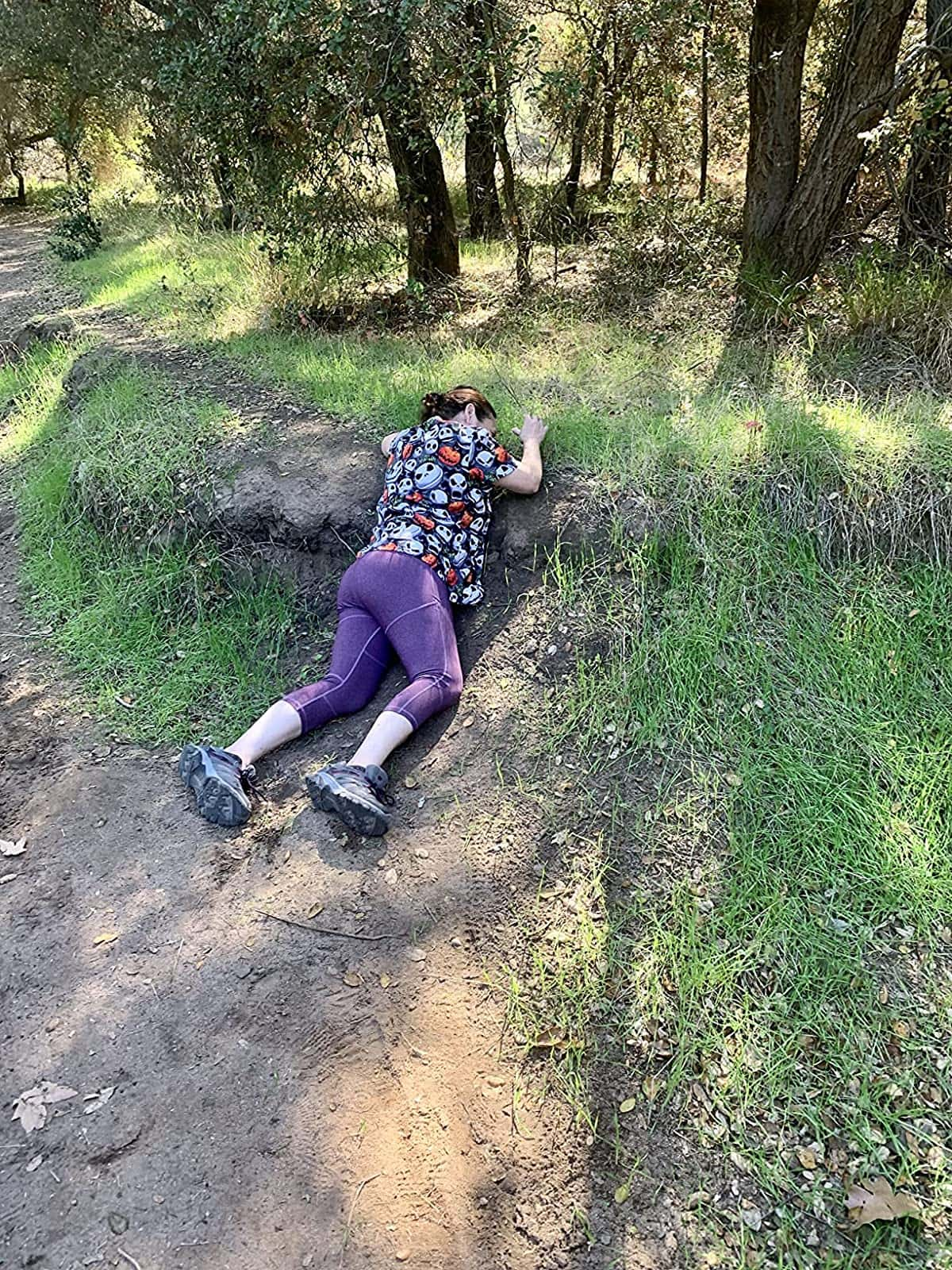 Woman shares hilarious leggings review where she showed herself rolling and sliding  down a mountain