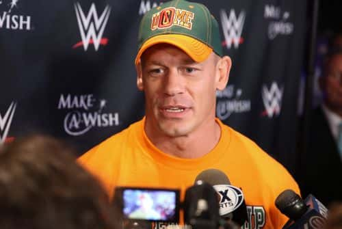 NEW YORK, NY - AUGUST 21: WWE superstar wrestler John Cena attends the Make-A-Wish celebration event for John Cena's 500th Wish Granting Milestone at Dave & Buster's Time Square on August 21, 2015 in New York City. (Photo by Rob Kim/Getty Images)