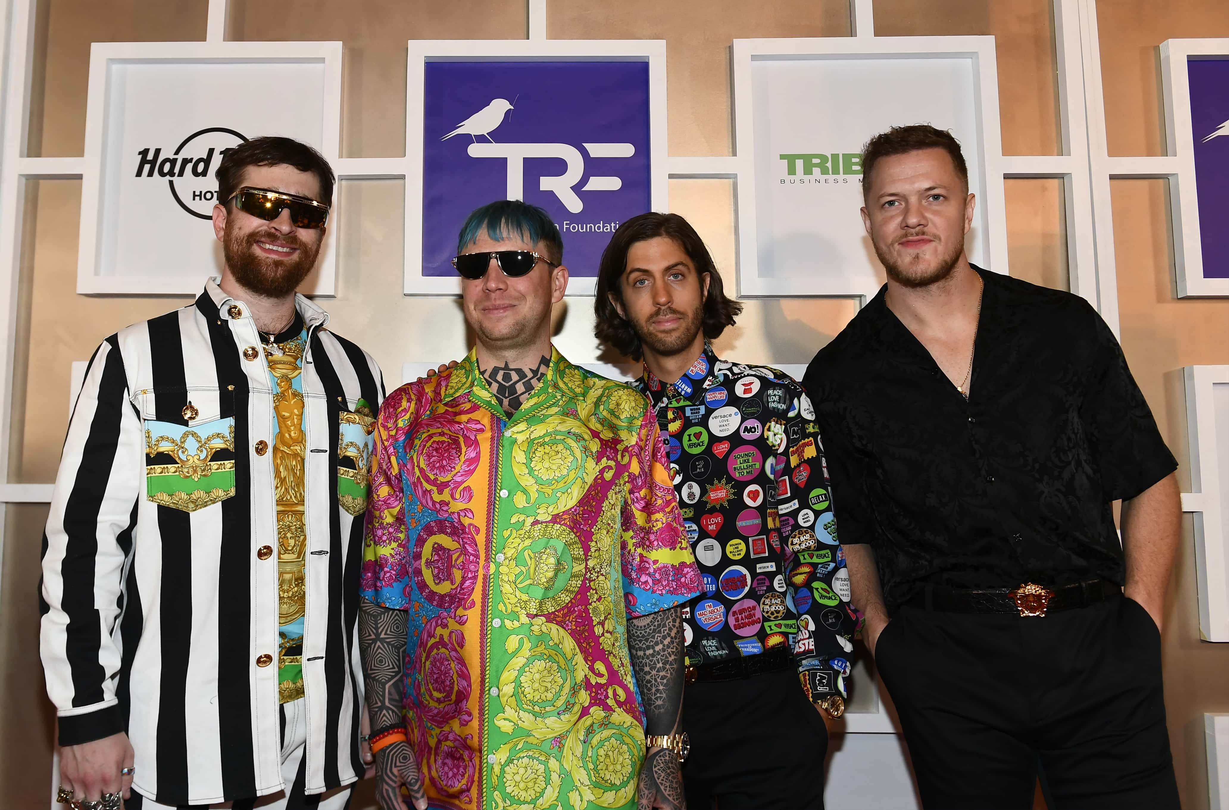 Image Source: Drummer Daniel Platzman, bassist Ben McKee, guitarist Wayne Sermon and frontman Dan Reynolds of Imagine Dragons attend the sixth annual Tyler Robinson Foundation Rise Up gala at Wynn Las Vegas on September 06, 2019 in Las Vegas, Nevada. (Photo by Bryan Steffy/Getty Images for Tyler Robinson Foundation)