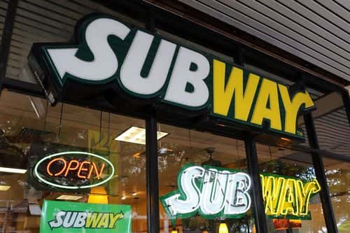 MIAMI, FL - OCTOBER 21: A Subway restaurant is seen as the company announced a settlement over a class-action lawsuit that alleged that Subway engaged in deceptive marketing for its 6-inch and 12-inch sandwiches and served customers less food than they were paying for on October 21, 2015 in Miami, Florida. While it denies the claims, Subway said that franchisees would be required to have a measurement tool in stores to make sure loaves are 12-inches. (Photo by Joe Raedle/Getty Images)