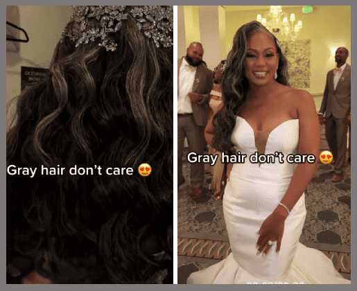 Bride embraces natural gray hair on her wedding day and looks as gorgeous  as ever - Scoop Upworthy